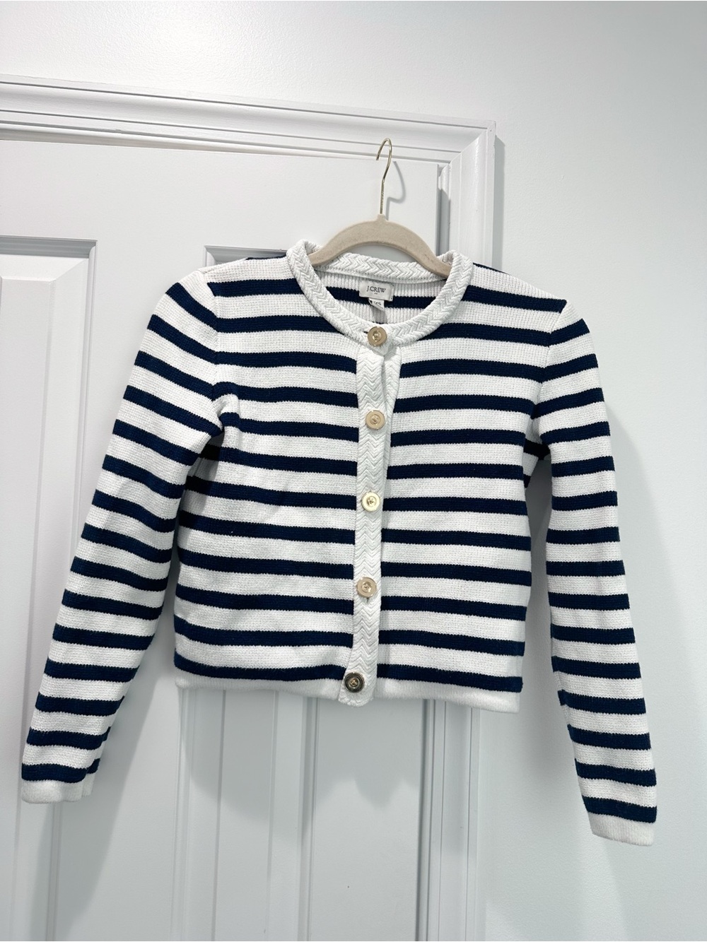 J. Crew navy stripe cardigan XXS